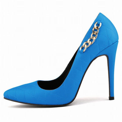 Modni metalni lanac Plitke ženske cipele Nove jesenske crno-bijele crvene cipele za šivanje Špice na visoku petu Ženske radne cipele za vjenčanje