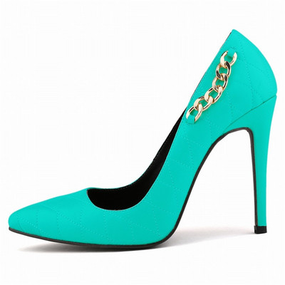 Modni metalni lanac Plitke ženske cipele Nove jesenske crno-bijele crvene cipele za šivanje Špice na visoku petu Ženske radne cipele za vjenčanje