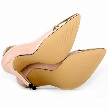 Есенни дамски лачени златни обувки с пачуърк, модни дамски обувки с високи токчета, дамски обувки с остри пръсти, женски обувки за сватбено тържество