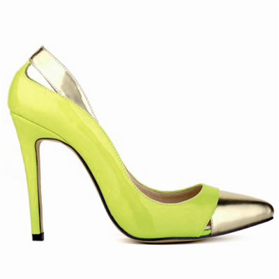 Jesenske ženske lakirane patchwork zlatne cipele Modne visoke potpetice na štikle Ženske cipele sa šiljatim prstima Ženske cipele za svatove