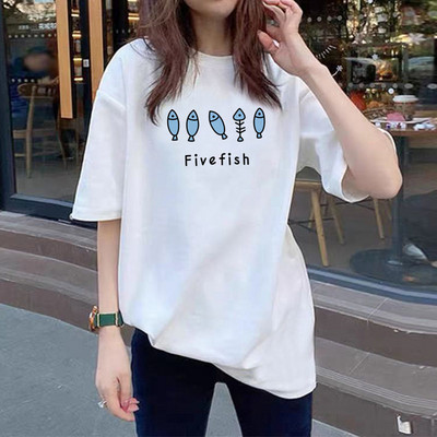 Ljeto 2022. Nova pamučna majica kratkih rukava s crtanim filmovima Ženska korejska kawaii labava prevelika majica za sve za djevojke iz 90-ih