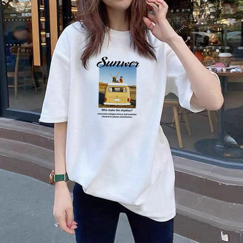 Ljeto 2022. Nova pamučna majica kratkih rukava s crtanim filmovima Ženska korejska kawaii labava prevelika majica za sve za djevojke iz 90-ih