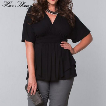 Γυναικεία μπλούζα 5XL 6XL Plus Size 2019 Γυναικεία με λαιμόκοψη V με κοντό μανίκι Λευκή μπλούζα μπλούζα μεγάλου μεγέθους Chemise γυναικεία μπλούζα με τουνίκ