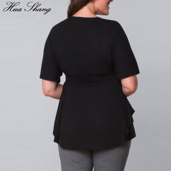 Γυναικεία μπλούζα 5XL 6XL Plus Size 2019 Γυναικεία με λαιμόκοψη V με κοντό μανίκι Λευκή μπλούζα μπλούζα μεγάλου μεγέθους Chemise γυναικεία μπλούζα με τουνίκ