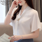 ženske majice i bluze 2021. bluza ženska elegantna bluza od šifona s V-izrezom ženske majice harajuku košulje bijele bluze košulje 3748 50