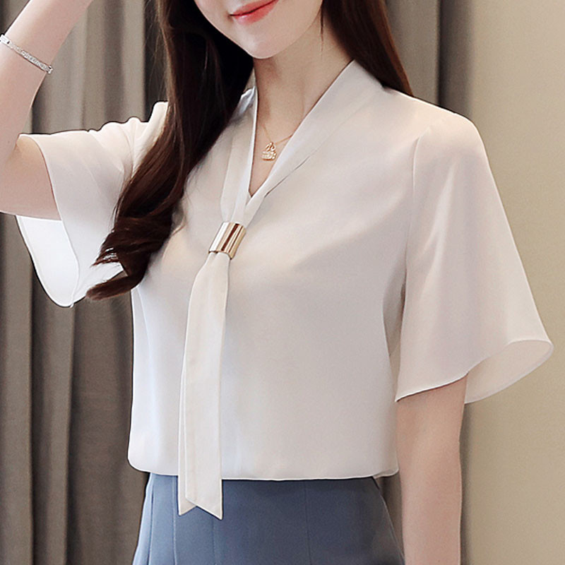 ženske majice i bluze 2021. bluza ženska elegantna bluza od šifona s V-izrezom ženske majice harajuku košulje bijele bluze košulje 3748 50