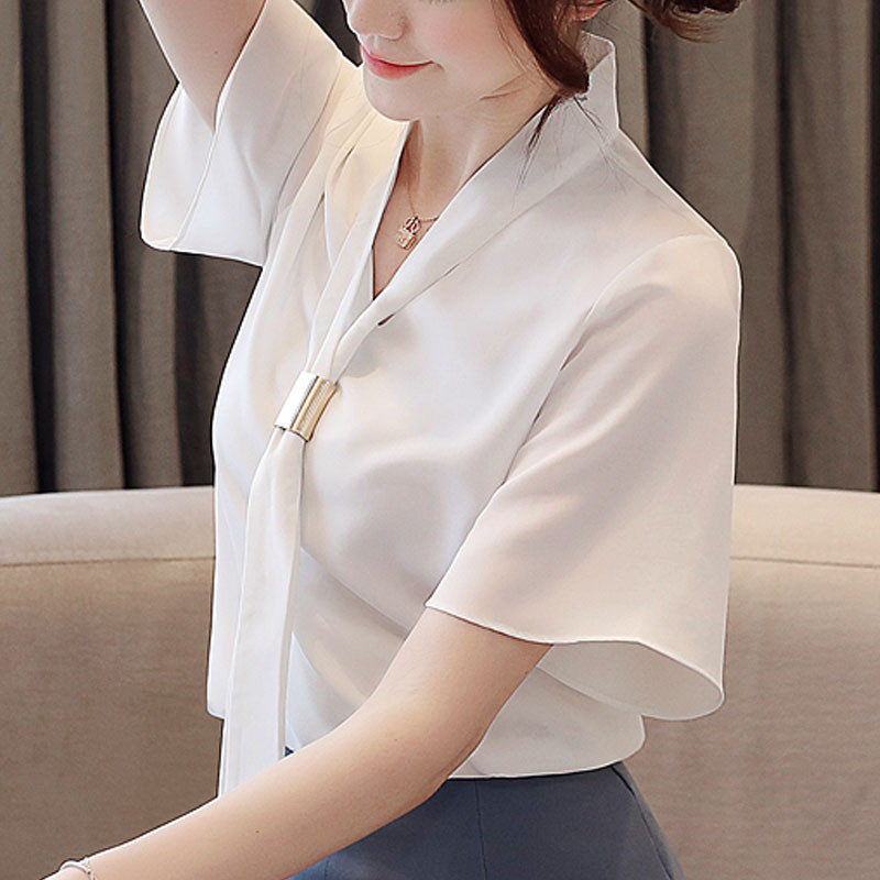 ženske majice i bluze 2021. bluza ženska elegantna bluza od šifona s V-izrezom ženske majice harajuku košulje bijele bluze košulje 3748 50