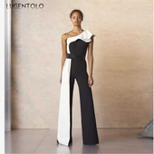 Salopete elegante de modă pentru femei, fără mâneci, guler diagonal, slim fit, primăvară, vară, talie înaltă, salopetă lungă cu picioare largi