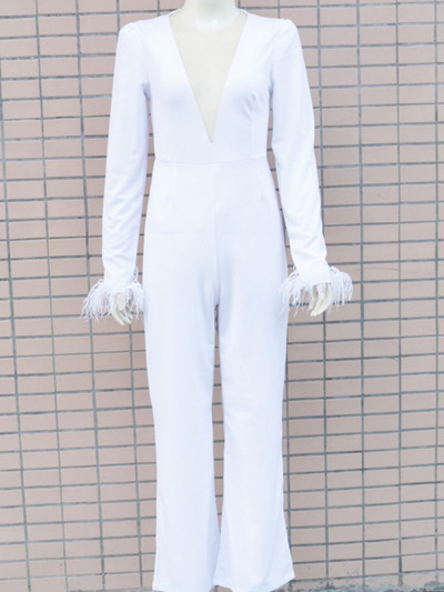 Ženski seksi kombinezon s perspektivnim mrežastim izrezom s okruglim izrezom i dugim rukavima Bijela ženska elegantna nova proljetna tanka odjeća s resicama