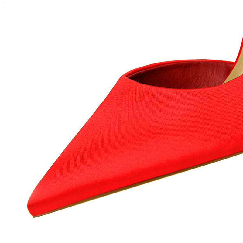 Stručné dámske topánky na jeseň, sexy bočné duté hodvábne vysoké podpätky, dámske lodičky, čierne, ružové, červené topánky, dámske kancelárske topánky so špicatou špičkou