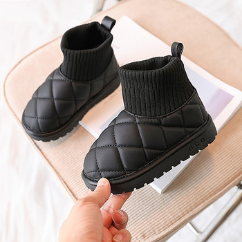 Παιδικές μπότες για αγόρια για κορίτσια Μπότες για το χειμώνα Ζεστές βαμβακερές μπότες χιονιού PU Δερμάτινες μπότες για το χιόνι Κοριτσίστικα παπούτσια για αγόρια Παιδικά παπούτσια