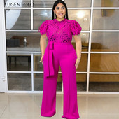 Naiste seksikas perspektiiviga kombinesoon, pits, ümmargune kaelus, kõrge vöökoha rihmad Rose Red Lady elegantsed õõnsad suurte mõõtmetega kombinesoonid