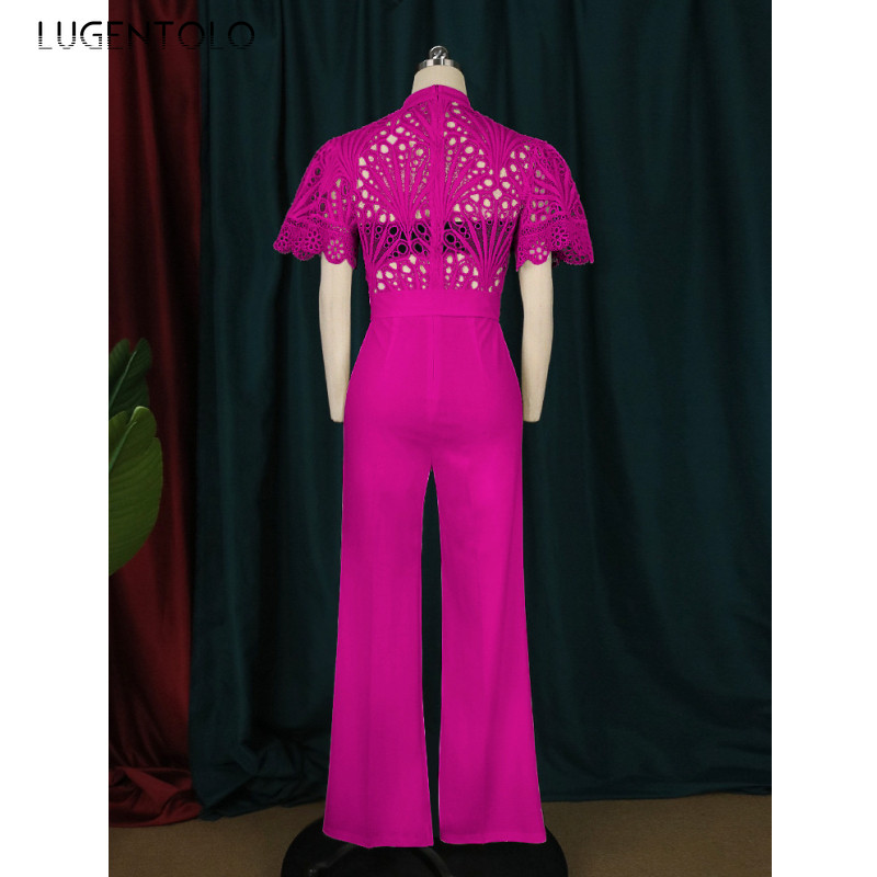 Naiste seksikas perspektiiviga kombinesoon, pits, ümmargune kaelus, kõrge vöökoha rihmad Rose Red Lady elegantsed õõnsad suurte mõõtmetega kombinesoonid