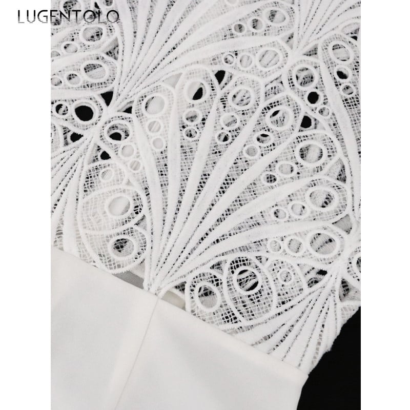 Naiste seksikas perspektiiviga kombinesoon, pits, ümmargune kaelus, kõrge vöökoha rihmad Rose Red Lady elegantsed õõnsad suurte mõõtmetega kombinesoonid