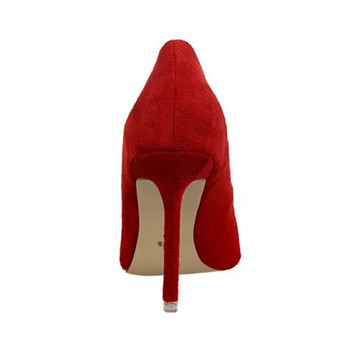 Плюс размер 34-43 Дамски стегнати офис обувки Модни дамски помпи с остри пръсти Флок плитки високи токчета Дамски парти обувки 9 цвята