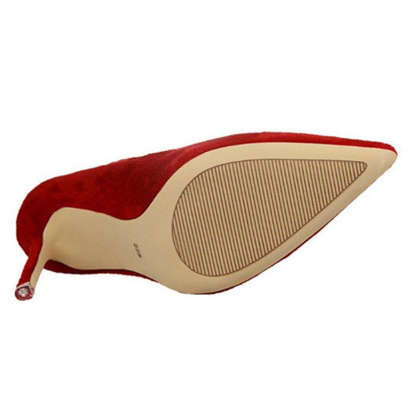 Plus veličina 34-43 Ženske sažete uredske cipele Modne ženske cipele sa šiljatim prstima Flock Plitke visoke pete Ženske cipele za zabavu 9 boja