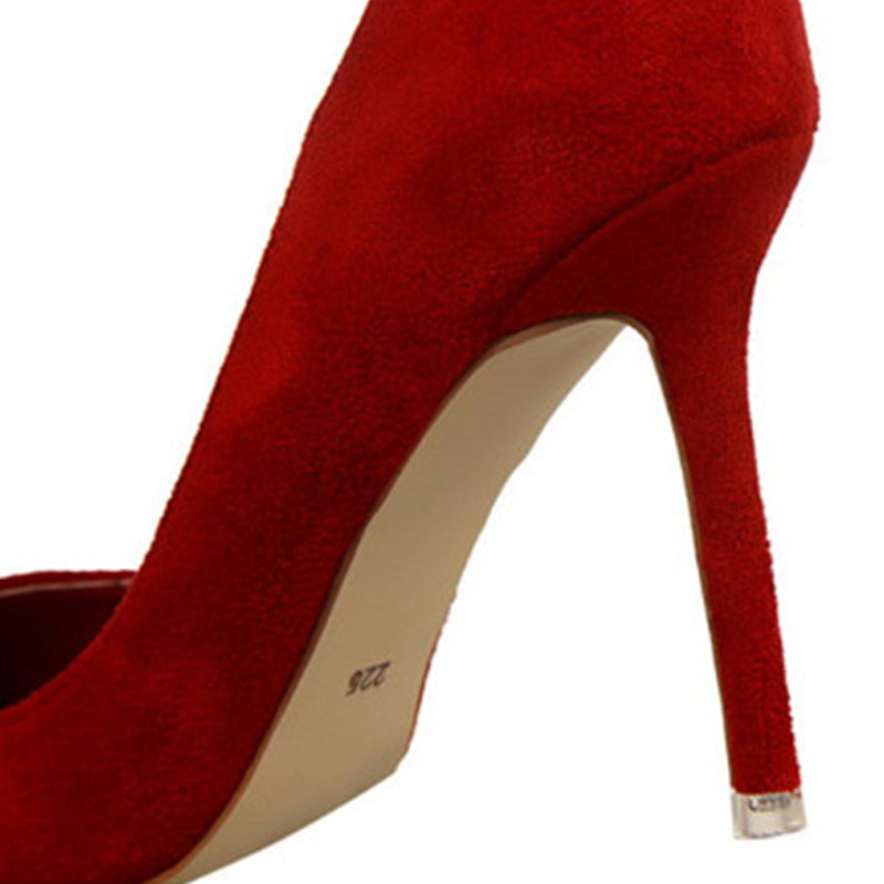 Plus veličina 34-43 Ženske sažete uredske cipele Modne ženske cipele sa šiljatim prstima Flock Plitke visoke pete Ženske cipele za zabavu 9 boja