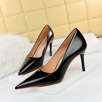 Обувки BIGTREE 2023 Нови дамски помпи Високи токчета от PU кожа Модни офис обувки Стилетто Дамски парти обувки с остри пръсти Плюс размер 43