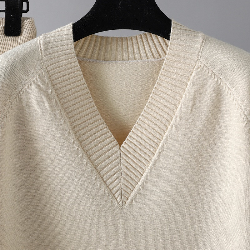 2023, toamnă iarnă, pulover cu decolteu în V, set de două piese, pantaloni tricotati pentru femei, costume de modă, ocazional, pulover, trening, îmbrăcăminte exterioară