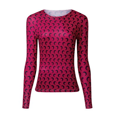 Tricouri cu imprimeu lunar pentru femei, toamna 2020, ocazional, cu mânecă lungă, tricou de bază, coreeană, subțire, pentru birou, topuri albe, mai mari