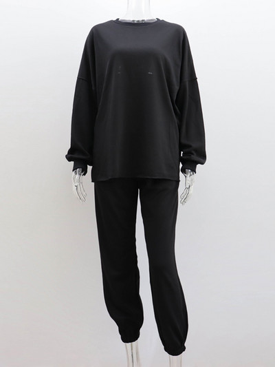 Jesenski, ležerni kompleti džemper hlača, ženski široki dvodijelni top s O-izrezom i dugim rukavima, žensko zimsko modno jedno žensko odijelo 2023.