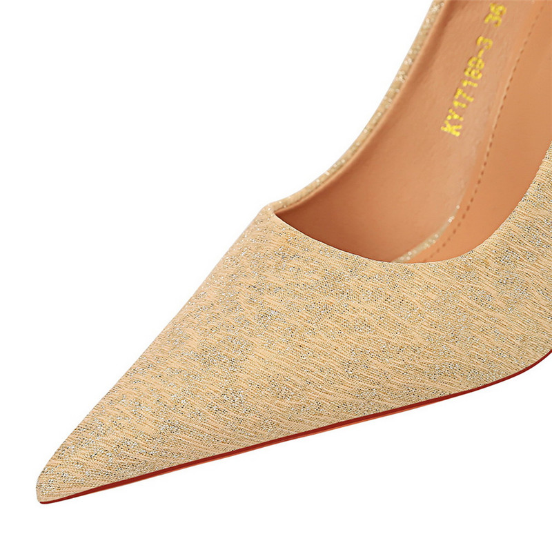 BIGTREE cipele Jesenske ženske cipele Seksi ženske uredske cipele s metalnom potpeticom Plitke ženske cipele od crne tkanine sa šiljatim prstima Ženske štikle na štiklu Party