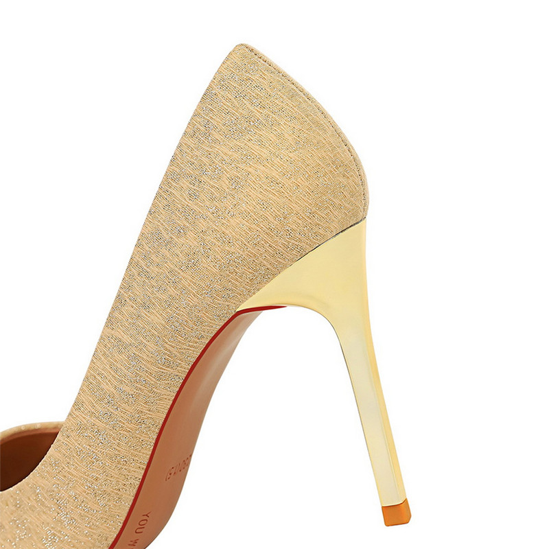 BIGTREE cipele Jesenske ženske cipele Seksi ženske uredske cipele s metalnom potpeticom Plitke ženske cipele od crne tkanine sa šiljatim prstima Ženske štikle na štiklu Party