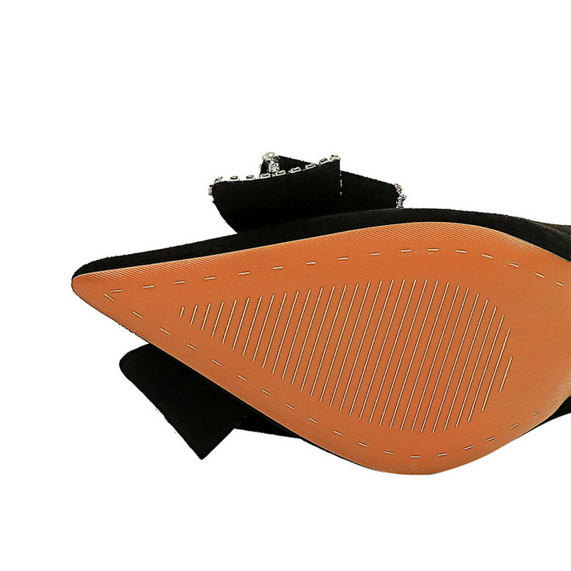 2023. aasta uus terava varbaga, seksikas ööklubi naiste kingad Must Flock madal mood, kristallist vibukangast pumbad Naiste kõrge kontsaga kontorikleit