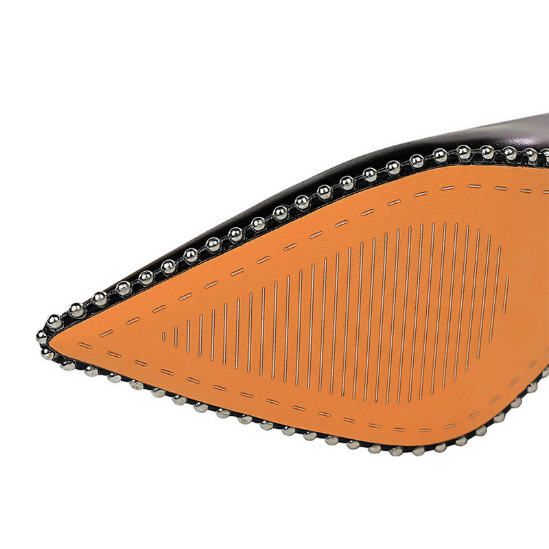 BIGTREE Ženske cipele sa seksi zakovicama i perlama za zabave, mekana koža, šiljati vrh, cipele na visoku potpeticu, proljetne, plitke uredske cipele, ženske