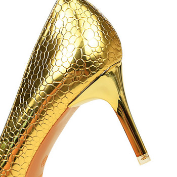 Γυναικεία παπούτσια γραφείου με μεταλλικό μοτίβο πέτρας ρετρό 2023 Νέα μύτη λουστρίνι λουστρίνι σε σέξι πλαϊνή κούφια ψηλοτάκουνα γόβες γυναικείο πάρτι