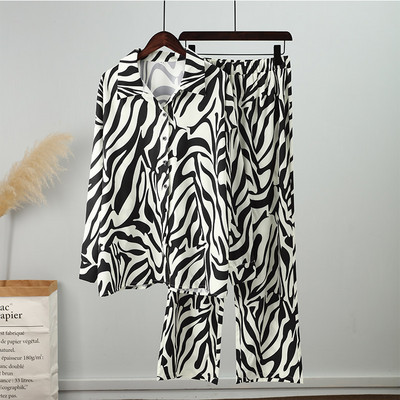 Dvodijelni set ženskih hlača na široke pruge Elegantni gornji dio dugih rukava i elastično odijelo s hlačama visokog struka Proljetna odijela s hlačama