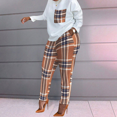 Šik i elegantan ženski set Proljetna nova moda Široka majica s dugim rukavima i komplet hlača s printom Dvodijelni komplet za žensku trenirku