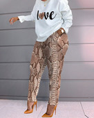 Trening de damă, cu imprimeu geo, cu mânecă lungă, pantaloni cu șnur în dungi, set casual Juicy Coutoure, 2 piese, femei