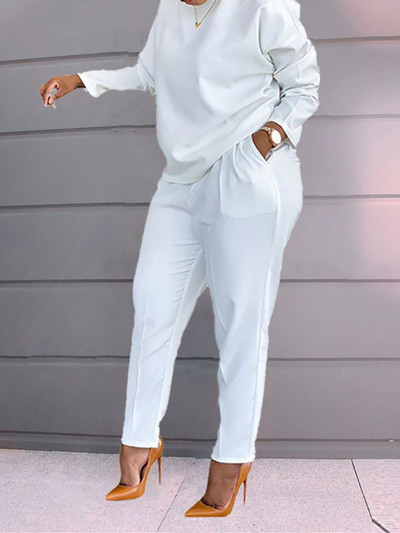 Lahtised kostüümid Kevad-sügis Naiste Soliidne spordirõivaste Sobiv komplekt O-kaelusega tasku pikkade varrukatega elastne vöökoht Naiste riietus Tänavarõivad