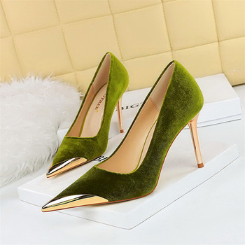 Обувки BIGTREE Дизайнерски дамски помпи Луксозна метална декорация Остри пръсти Дамски офис обувки с приплъзване Рокля с високи токчета 2023 г.