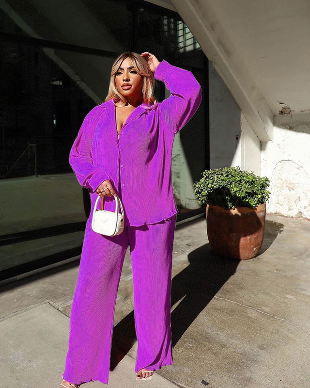 Dámska súprava CM.YAYA s dlhým rukávom, košeľa, kabát, široké nohavice, voľná ležérna tepláková súprava, skladaný dvojdielny set, pyžamový outfit na fitness