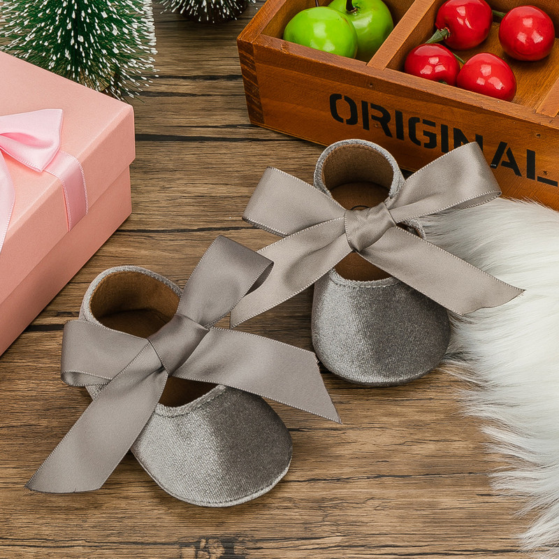 Dievčenské princeznovské topánky pre batoľatá, protišmykové, ploché, s mäkkou podrážkou, bavlnené, gumené, do postieľky, krásne veľké chodítka s motýľovým uzlom, 0 – 18 mesiacov