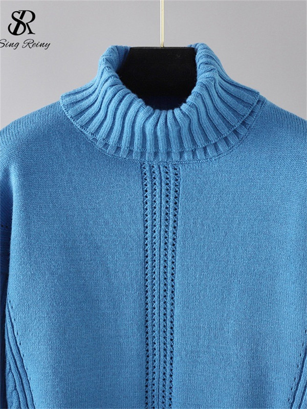 SINGREINY Γυναικεία σετ πουλόβερ μόδας casual με ζιβάγκο Φαρδύ χοντρό πλεκτό μπλουζάκι + Ελαστικό φαρδύ παντελόνι μακρύ παντελόνι χειμωνιάτικο κοστούμι δύο τεμαχίων