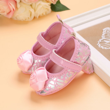VALEN SINA 0-12M Обувки на високи токчета за новородено момиченце Princess Bow Парти обувки за първи рожден ден Обувки за снимки Реквизит Обувки