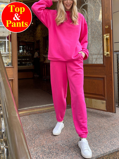 Άνοιξη 2023 Γυναικεία βαμβακερή αθλητική φόρμα oversize Classic Casual σετ δύο τεμαχίων Γυναικεία μπλε στολή Μασίφ μόδα Γυναικείο κοστούμι δύο τεμαχίων