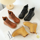 2023. Proljeće Jesen Dječje čizme Bočni patentni zatvarač na vezanje Kožne čizme za dječake Radne vodootporne cipele Gležnjače za djevojčice Vel. 21-30