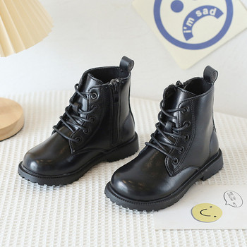2023 Άνοιξη φθινόπωρο παιδικές μπότες με φερμουάρ στο πλάι Δερμάτινες μπότες για αγόρια που λειτουργούν αδιάβροχα παπούτσια Γυναικεία μποτάκια Μέγεθος 21-30