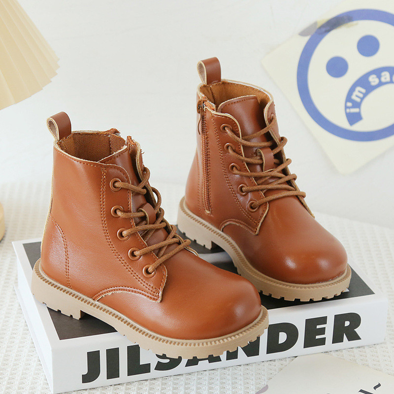 2023. Proljeće Jesen Dječje čizme Bočni patentni zatvarač na vezanje Kožne čizme za dječake Radne vodootporne cipele Gležnjače za djevojčice Vel. 21-30