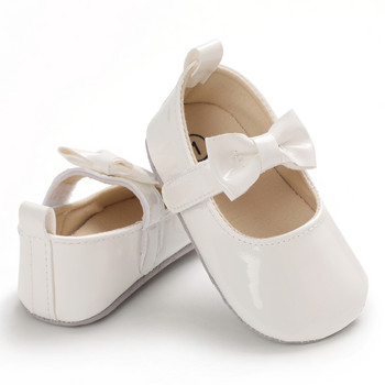 Пролет и есен Нов стил бебешки обувки за момичета Модни обувки за малко дете Binyag Princess Flats Bow Мека подметка Новородени детски сандали за кръщене