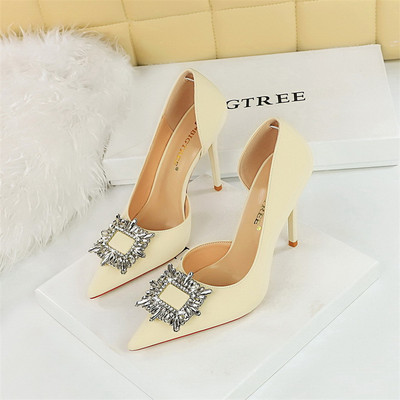 BIGTREE Sinine Must Mood Kristallne Ruudukujuline Lukk Naiste Pumbad Küljeõõnes Seksikad Kõrged Kontsad Naiste Pulmakingad Peoõhuke