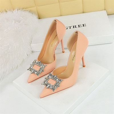 BIGTREE Sinine Must Mood Kristallne Ruudukujuline Lukk Naiste Pumbad Küljeõõnes Seksikad Kõrged Kontsad Naiste Pulmakingad Peoõhuke