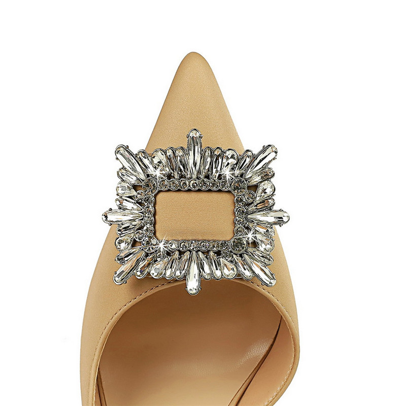 BIGTREE Sinine Must Mood Kristallne Ruudukujuline Lukk Naiste Pumbad Küljeõõnes Seksikad Kõrged Kontsad Naiste Pulmakingad Peoõhuke