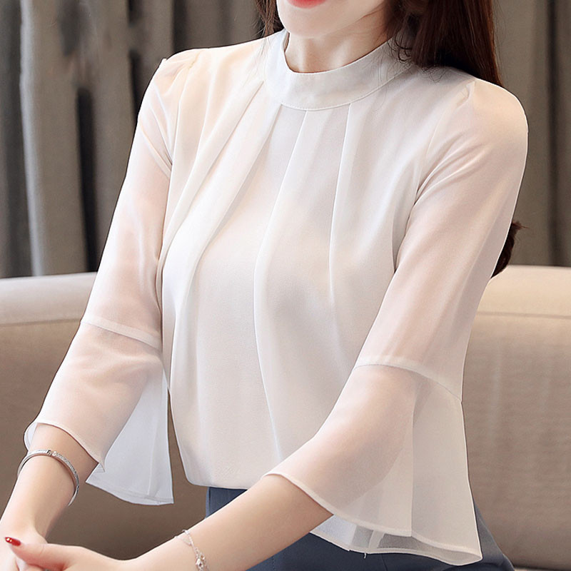 Ženske bluze ženske majice blusas 2021 elegantne žene Half Flare Sleeve košulja šifon bluza bijele bluze košulje harajuku 3747 50