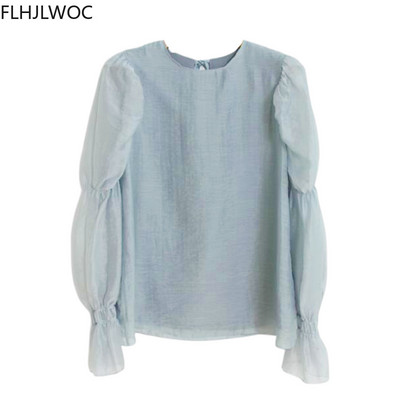 2021. aasta kevade Fenimine Korea šikid pluusid, naiste moed, varrukad, tugevad risti kikilipsud särkpluusid