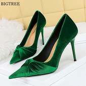 Marime Plus 34-43 Pompe de petrecere clasice, sexy, femei, cu vârf ascuțit, cu toc înalt, toamnă, cu fundătură, pantofi de birou pentru femei, rochie negru verde